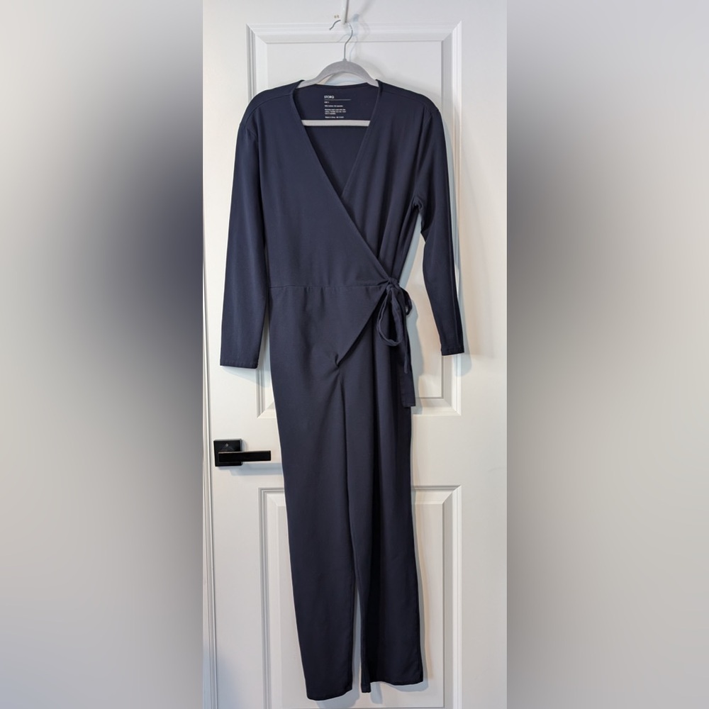 Storq Maternity Wrap Jumpsuit Navy Blue Size 3/Medium